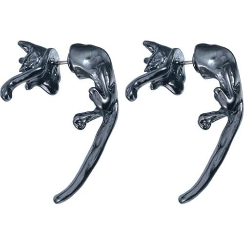 Cxwind Fake Gauge Earring Kitty Cat Pet Animal Shaped Plug Stud Earring Set 3D Cat Stud Earrings For Girl Kids Fashion Jewelry