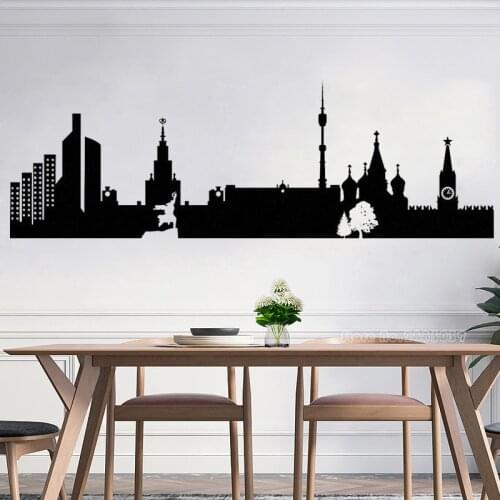 Moscow Skyline Wall Stickers Vinyl Home Decoration Living Room Wall Decals Removable Interior Decor Art Wallpaper Murals LL2324