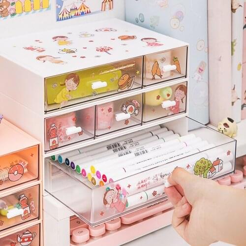 Desktop Organizer ABS Desk Shelving DIY Assembling Side Drawer Student