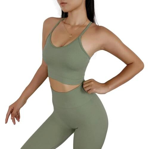 New seamless yoga fitness moisture absorption sweat sports sexy sling running suit women