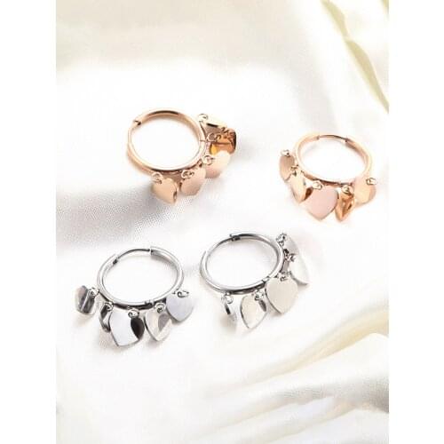 New Stainless Steel Love Heart Hoop Earrings For Women Rose Gold Tiny Dangle Earrings Party Wedding Gift Fashion Jeweley 2021