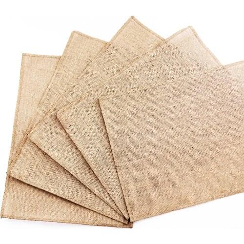 4PCS Solid Linen Table Mat Natural Burlap Jute Placemat Dining Tableware Coaster Square Retangular Cup Pad Kitchen Home Decor