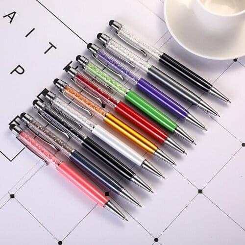 Wholesale multi-functional capacitor advertising diamond crystal stylus turn metal ballpoint pen student gift school stationery