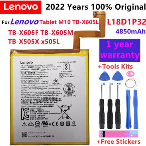 Original 4850mAh L18D1P32 Tab Replacement Battery For Lenovo Tablet M10 TB-X605L TB-X605F TB-X605M TB-X505X x505L+ Tools kit