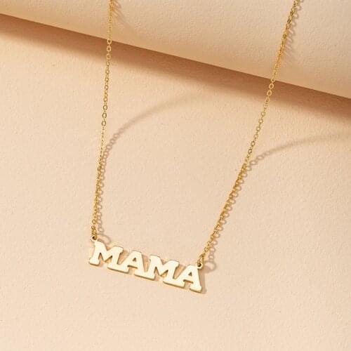 UJBOX European American MAMA Necklace Mothers Day Gift for Mom Gold/Silver Zinc Alloy Metal Chokers Necklace Sweater Chain