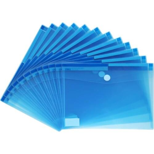 12pcs Force 5504 magic sticker file A4 data bag button semitransparent data collection bag color Student Office