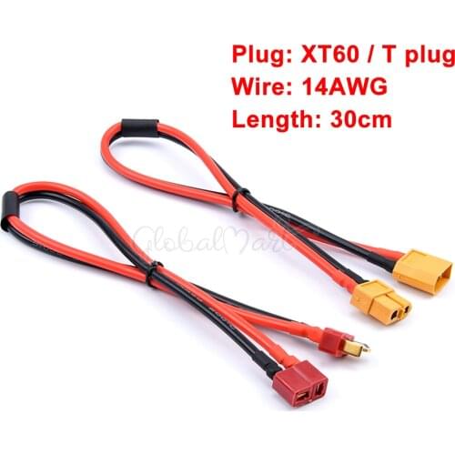 Female Deans T / XT60 plug to Male XT60/T Connector Adapter 14AWG 300mm 30cm Extension Cable Leads Adapter For RC Lipo Battery