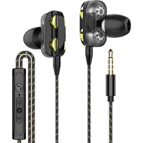 Dual Drive Stereo Wired Earphone In-ear Headset Earbuds Bass Earphones For IPhone Samsung 3.5mm Sport Gaming Headset With Mic