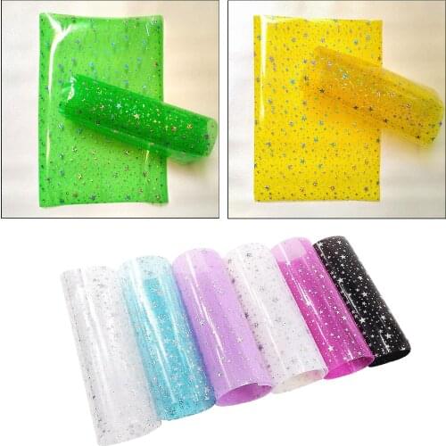 6 Roll PVC Transparent Holographic Vinyl Clear Fabric Vinyl Iridescent Sheets 20x30cm for DIY Bows Earrings Bags Jewelry Making