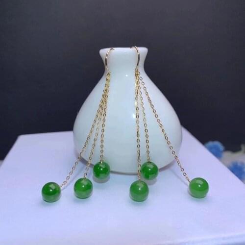 SHILOVEM 18k yellow gold Natural Jasper stud earrings classic fine Jewelry women wedding wholesale gift 6mm myme06068889by