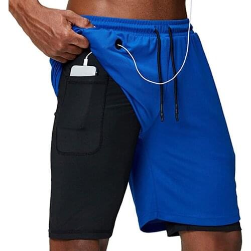 Sport Running Shorts Men Fitness Gym Training Sports Shorts Quick Dry Workout Gym Sport Jogging Double Deck Summer Men Shorts