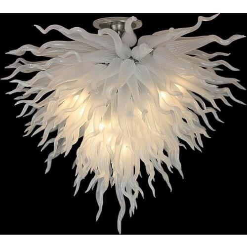 LED Lamps Chandelier Chihuly Style Art Lamps White Design Frosted Hand Blown Murano Glass Lights Designer Home Decor Chandelier