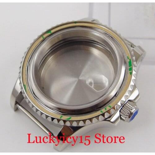 Top Steel 41mm Watch Case with Sapphire Glass Bidirectional Rotating Bezel Fit ETA 2836 MIYOTA Movement