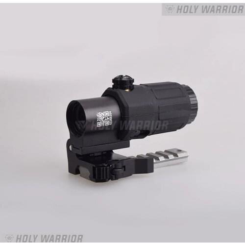 Holy Warrior G33 Airsoft 3X Magnifier with Switch to Side Quick Detachable QD Mount for hunting black sand and red color