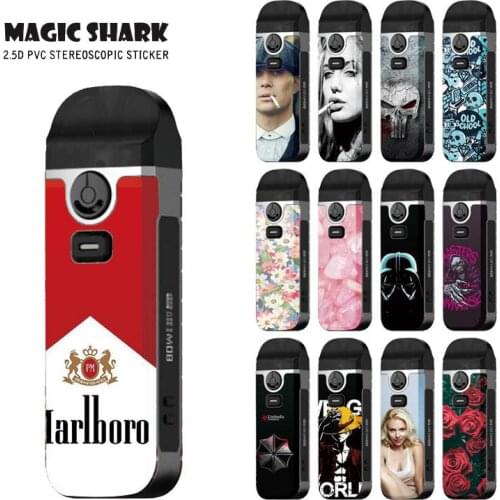 Magic Shark Zombie Stone Flower Print Skull Flower One Piece Sticker Tape Film Case Skin for Smok Nord 4 4th