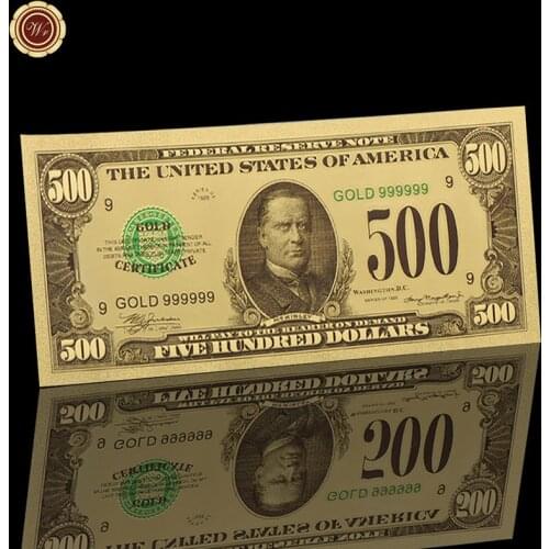 WR 500 Dollar 24k Gold Banknote Unique Gifts American Paper Money Art Crafts Festival Souvenirs Fake Money Metal Crafts Artwork