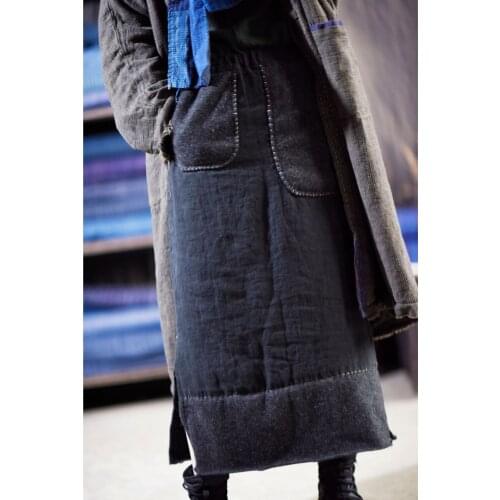 Women Winter Elastic Waist Patchwork Skirts Ladies Spliced Irregular Skirt Female Vintage Skirts