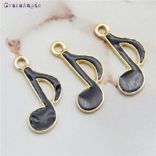 20pcs Mixed Enamel Musical Jewelry charms Enamel Black Alloy Music pendant Earrings Necklace DIY Music Note package accessories