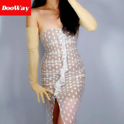 DooWay Women Super Long Gloves for Evening Costume Soft Faux Lambskin Suede Leather 27 inches (Light Camel)