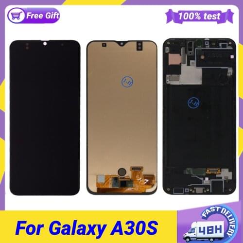 6.4" For Samsung Galaxy A30S A307 A307FN Lcd Display Touch Screen Digitizer Assembly Parts For Samsung A30S A307 With Frame