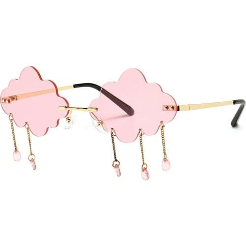 2021 NEW Vintage Clouds Tassel Steampunk Sunglasses Fashion Rimless Driving Glasses Women Men Frameless Punk Glasses Shades