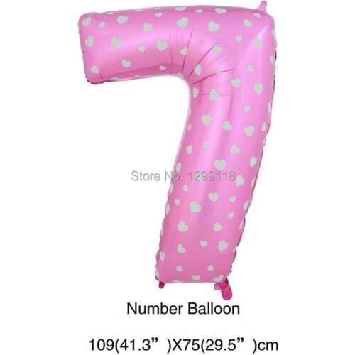 40 inch Large Pink Blue Dot Number Foil Balloons Digatal 7 Helium Balloon Number 7 inflatable Balloons