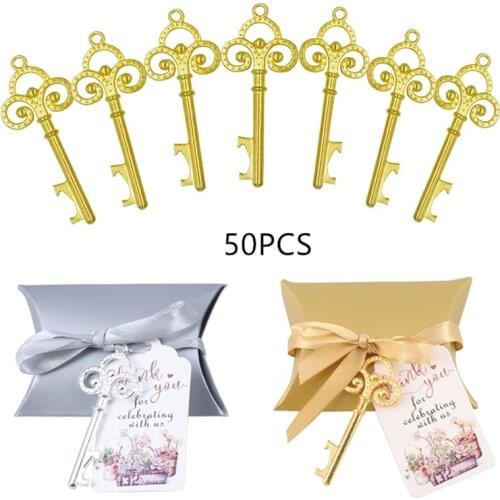 50Pcs/Set Key Shaped Bottle Opener Candy Box Wedding Favor Holiday Festival Supplies Gift Case
