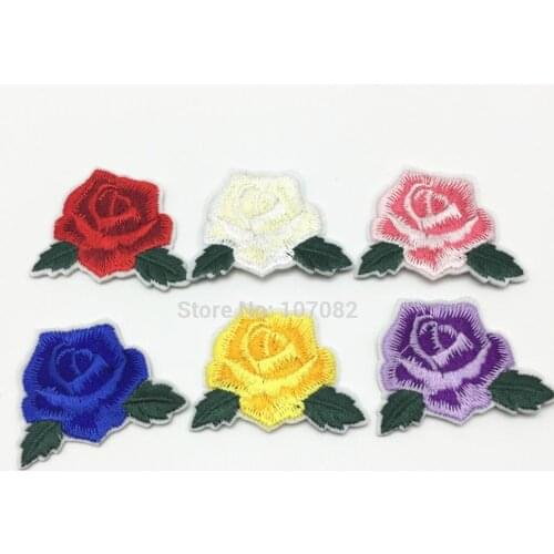 6pcs Mixed Embroidered Sewing Iron on Rose Flowers Patches Sewing DIY Patch for clothes Appliques Sticker Badge 3.3x4.6cm