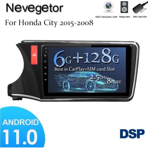 10 Inch Auto Android 11 Car Radio Stereo Head Unit 1Din Centeral Multimedia 4G Carplay OBD Left Drive For HONDA CITY 2014 2018