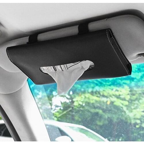 Car tissue boxes Towel Sets Car Sun Visor Leather tissue box holder Auto Interior Storage Decoration Case Car accessories