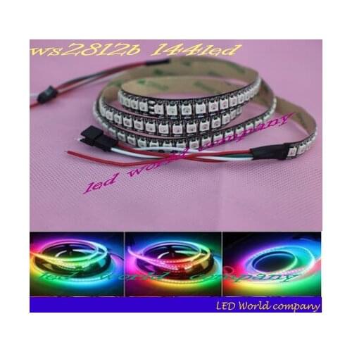 Free shipping 1M Black PCB, WS2812B, WS2812 5050 RGB LED Strip ,WS2812B 1M 144 Led, Individual Addressable 5V led strip light