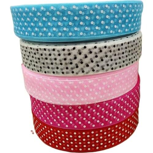 HL 30yards 1" mix color organza ribbon print dots gift packing belt wedding Christmas decoration sewing accessories crafts A689