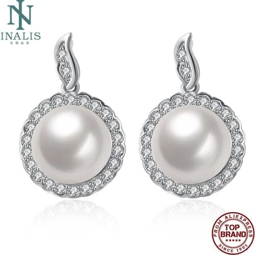 INALIS Copper Clip Earrings For Women Round Inlaid Faux Pearl Zircon Romantic Clip Earrings Party Fine Jewelry Simple Gift New
