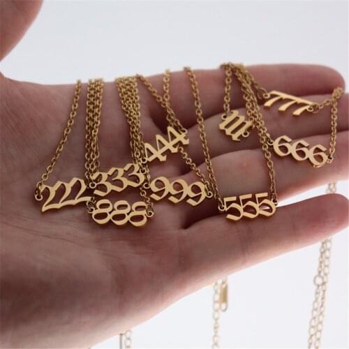 Custom Stainless Steel Number Necklaces for Women Girls Personlized Customized Fashion Gold Necklace Pendant for Birthday Gifts