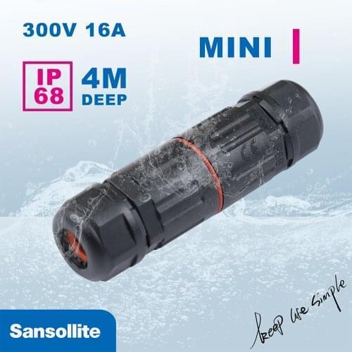 6pcs Mini IP68 connectors I shape D4-7mm wire connectors 1-1 terminal block 4m deep 2pins underwater electrical terminal block