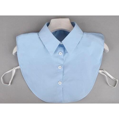 Fashion Fake Collar Women T Shirt Blouse Faux Collar Crestal Bead Half Shirt Top Blouses Peter Pan Detachable Collar Blue Black