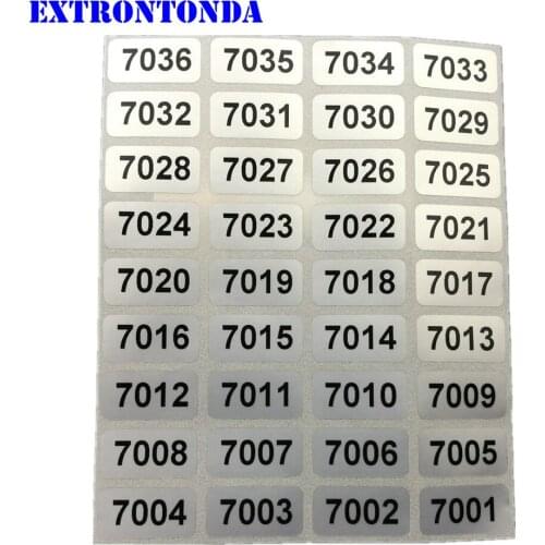 1000pcs Consecutive Number Labels From 7001 to 8000 Inventory Stickers Waterproof 20x10mm Small Size