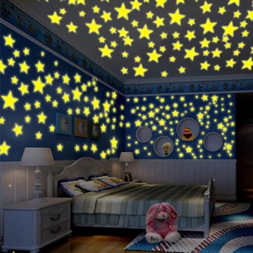 Stars Wall Stickers Glow In The Dark Luminous Fluorescent Wall Stickers For Kids Baby Living Room Ceiling Home Decor 100pcs