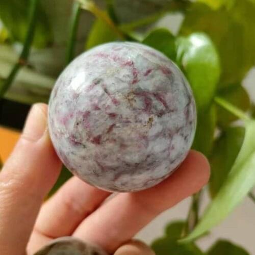 Natural Lepidolite stone crystal ball Mica purple healing crystal Send base