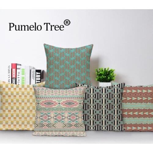 Geometry Cushion Cover Decorative Nordic Style Pillows Case Linen Sofa Car Cushions Covers Colorful Lattice Pillows Caseskissen