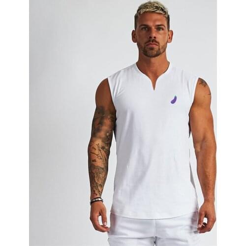 2021 New Mens Gym Casual Workout Tank Top Running Clothing Bodybuilding Fitness Singlets Sports Sleeveless V-Neck Vest Shirt Men