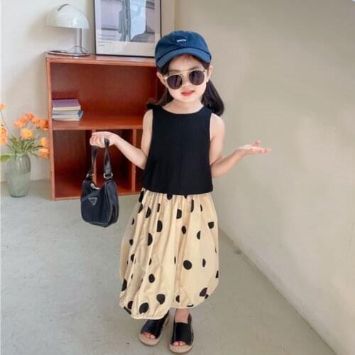 Girls clothes summer new style coat vest sweat shirt T-shirt+polka dot print Half-length skirt fashion Quality casual child wear
