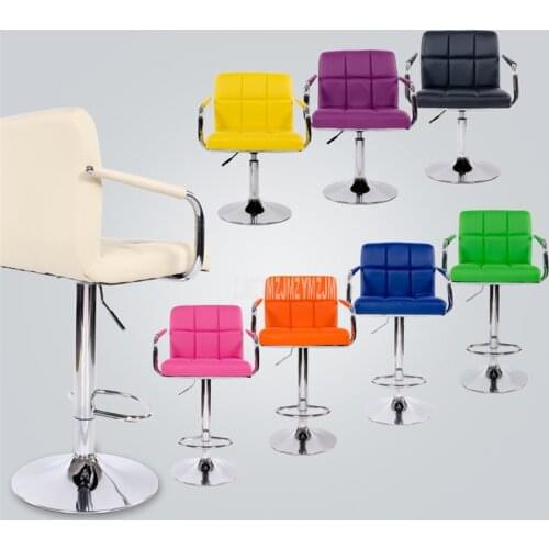 European style Lifting Swivel Bar Chair Rotating Height Adjustable PU Leather High/Low Bar Counter Chair With High Backrest