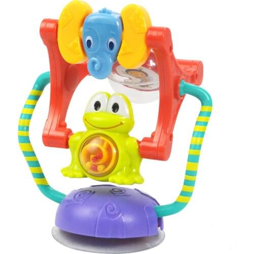 Baby Ferris Wheel Rattle Toy For Aged 6-18 Months Baby Kids With Suction Cup Hand Ball Bell Colorful Frog Elephant Rotary