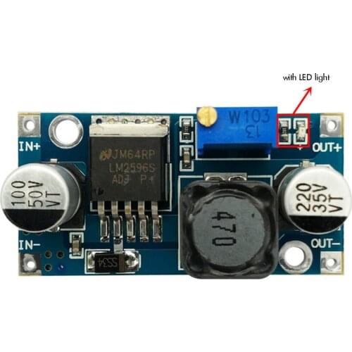 LM2596S DC Step Down Module with LED Light, DC-DC 3A 3.2V-35V Adjustable Converter Step Down Voltage Regulator Module Board