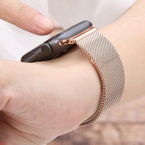 For Apple Watch Band Strap Milanese Loop Watch Strap for Iwatch6/5/4/3/2/1 38/42mm 40/44 mm Mesh Stainless Steel Buckle Type