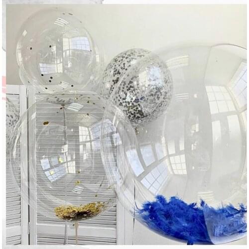 10 20 30pcs 24/36 inch No Wrinkle Bobo Transparent Clear Balloons Birthday Wedding Decoration Helium Air Balls Bubble Balloons
