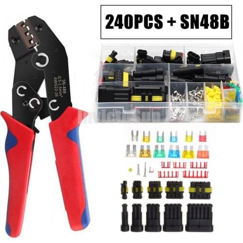 240PCS Waterproof Male Female Electrical Connectors Plug 1-6Pins sets with SN48B crimping pliers For Car Motorcycle