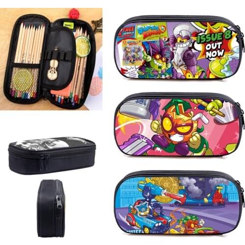 Super Zings Pencil Case Kids Superzings Pencil Box Boy Girl Cartoon Anime Pen Bag Students Stationery Storage Bag Pencil Holder