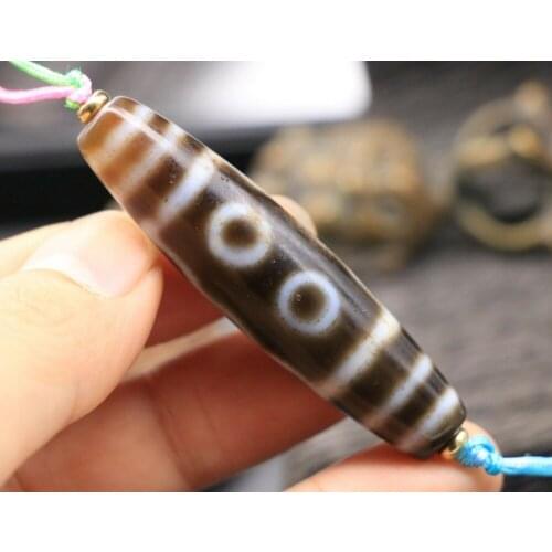 Tibetan Old Agate 5 Eye dZi Bead Totem Pendant Talisman Treasure